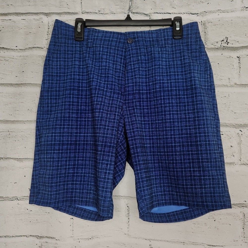 Grandslam Men’s Dark Blue Checkered Shorts With Pockets Size 34